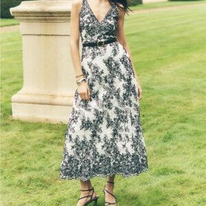 White House Black Market Black and White Floral Midi Dress